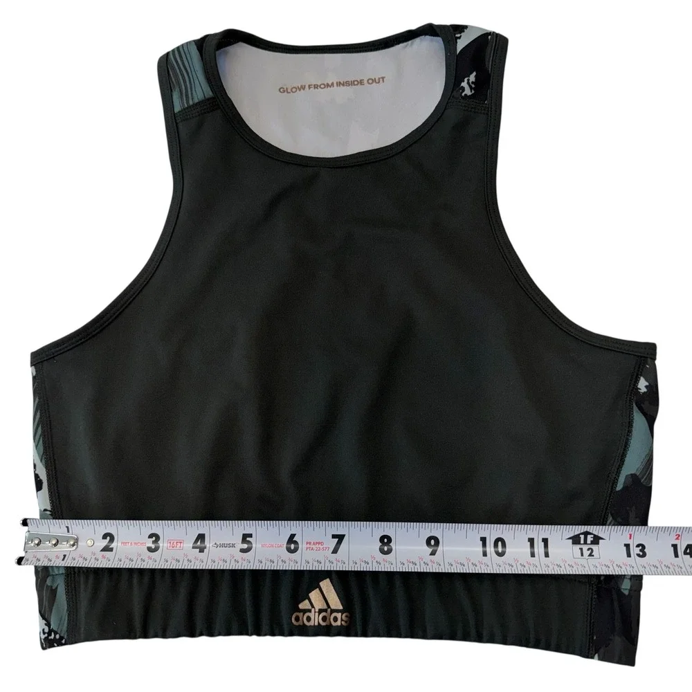 Adidas‎ Women's Camo Print Racerback Sports Bra Black Green Size M #531